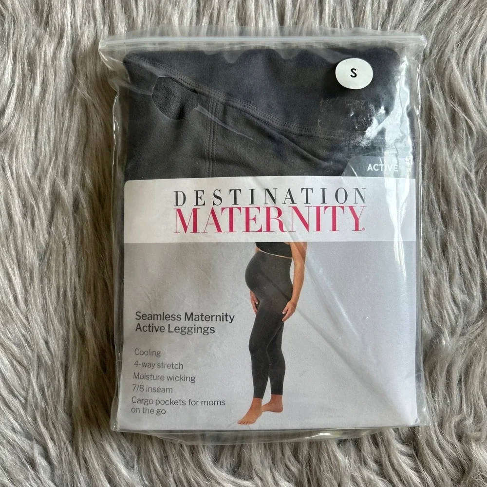 Destination Maternity Seamless Active Maternity Leggings Womens Size‎ Small Gray